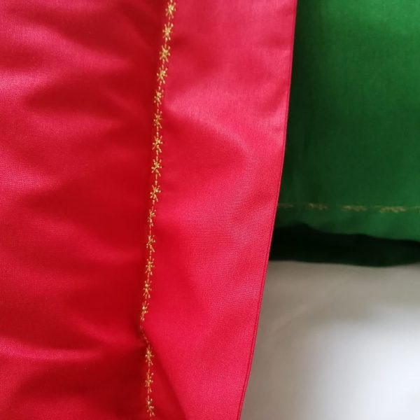 Set 2 Fete perna brodate 40 x 60 cm, Casa Bucuriei, model Festiv, rosu/verde, bumbac ranforce 100%