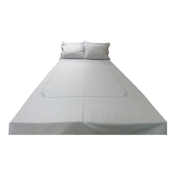 Husa pilota brodata 220 x 240 cm, Casa Bucuriei, model Baroc, gri, bumbac ranforce 100%