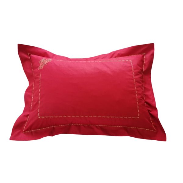 Set 2 Fete perna brodate 60 x 60 cm, Casa Bucuriei, model Festiv, rosu, bumbac ranforce 100%