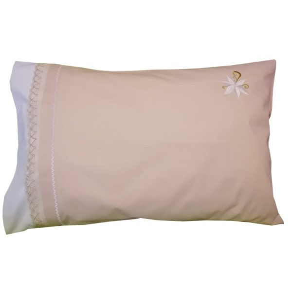 Set 2 x Fata de perna brodate 50 cm x 70 cm, Casa Bucuriei, model Aura, crem, Bumbac 100%