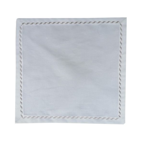 Set 4 servetele, Casa Bucuriei, model Simple Lines, alb, bumbac 100%, 30 cm x 40 cm, chenar brodat