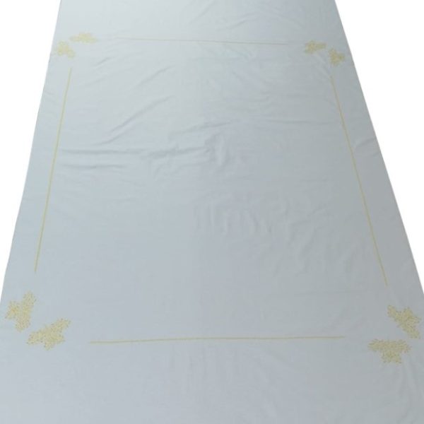 Husa pilota, Casa Bucuriei, model Joy, alb/galben, bumbac 100%, 240 cm x 260 cm, brodata