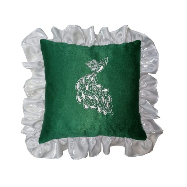 Fata Perna decorativa, Casa bucuriei, model Firebird, verde/alb, 45 x 45 cm