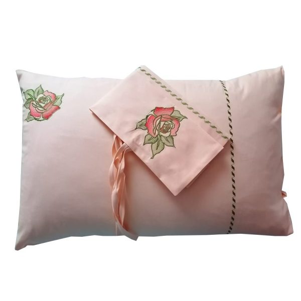 Set 2 Fete perna brodate 40 x 60 cm, Casa Bucuriei, model Clasic Design, somon, bumbac 100%, doua fete