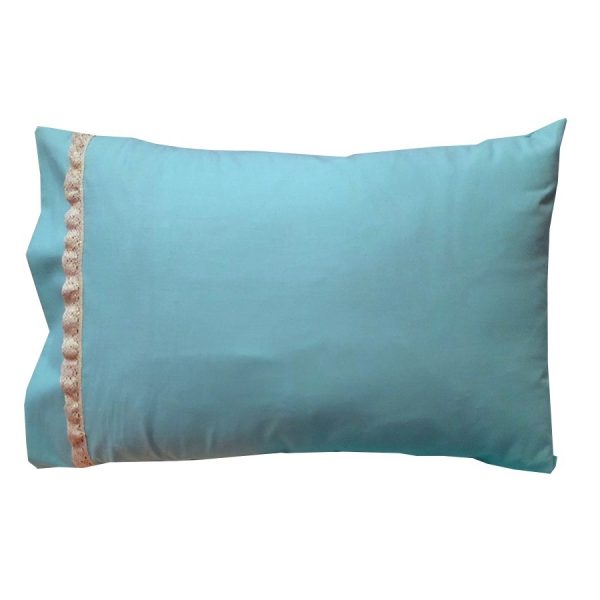 Set 2 x Fata de perna 70 cm x 80 cm, Casa Bucuriei, model Delight, albastru turcoaz, Bumbac 100%, doua fete