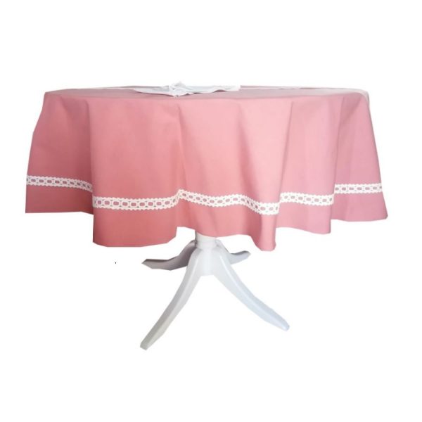 Fata de masa rotunda 150 cm, Casa Bucuriei, model Elegance, roz prafuit