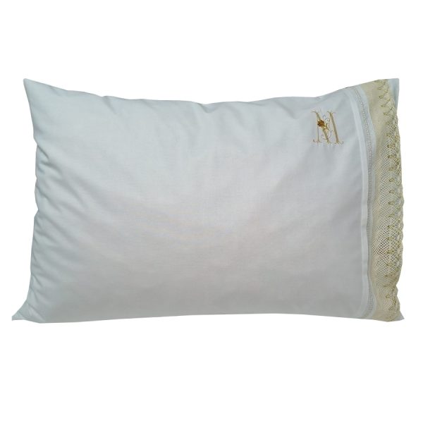 Fata perna personalizata 50 x 60 cm, Casa bucuriei, alb, bumbac natural 100%, brodata