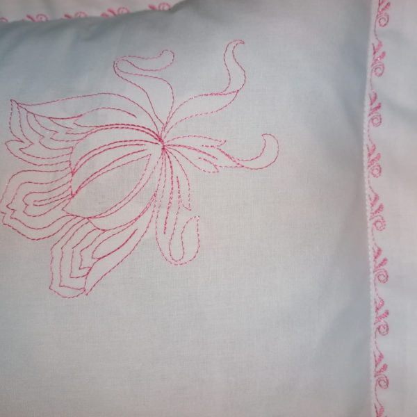 Set 2 Fete perna, Casa Bucuriei, model Clasic Iris, alb/roz vintage, bumbac 100%, 40 x 60 cm