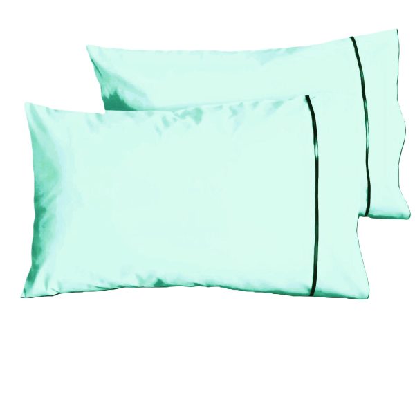 Set 2 x Fata de perna cu paspoal, 60 cm x 70 cm, Casa Bucuriei, vernil deschis, Bumbac 100%, doua fete