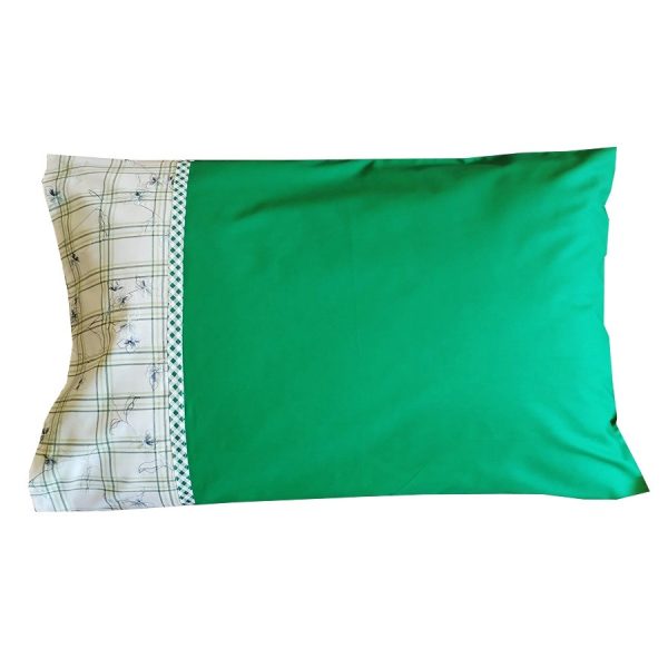 Set 2 x Fata de perna, 50 cm x 80 cm, Casa Bucuriei, model Spring Flowers, verde, Bumbac 100%, doua fete