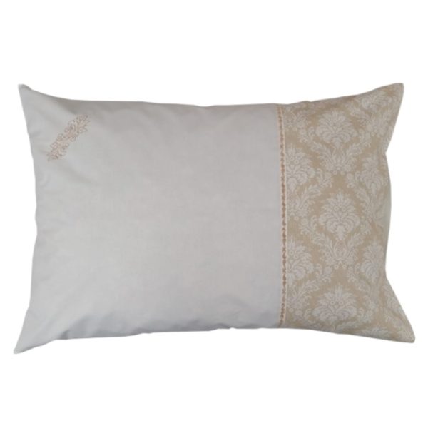 Fata perna tip oxford, Baroc broderie, alb/crem, bumbac 100% ,50/70