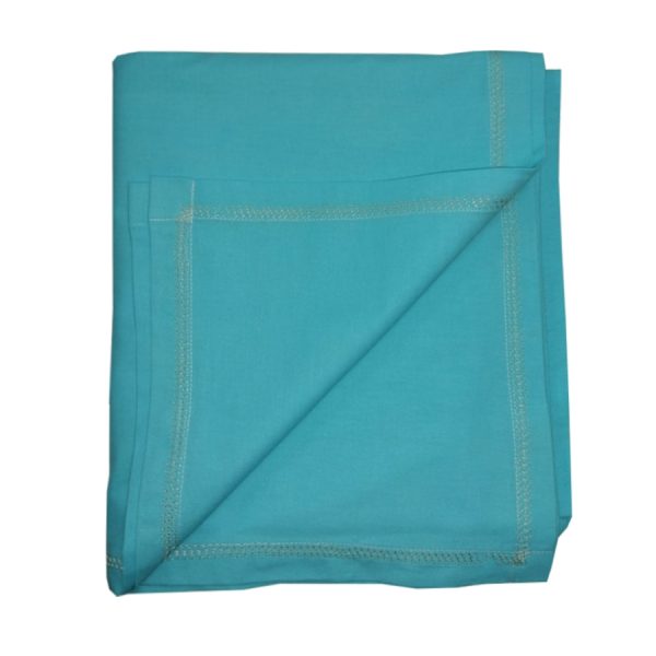 Cearsaf cu elastic, pat 140 x 200cm, Casa Bucuriei, model Iris, albastru azur, bumbac 100%