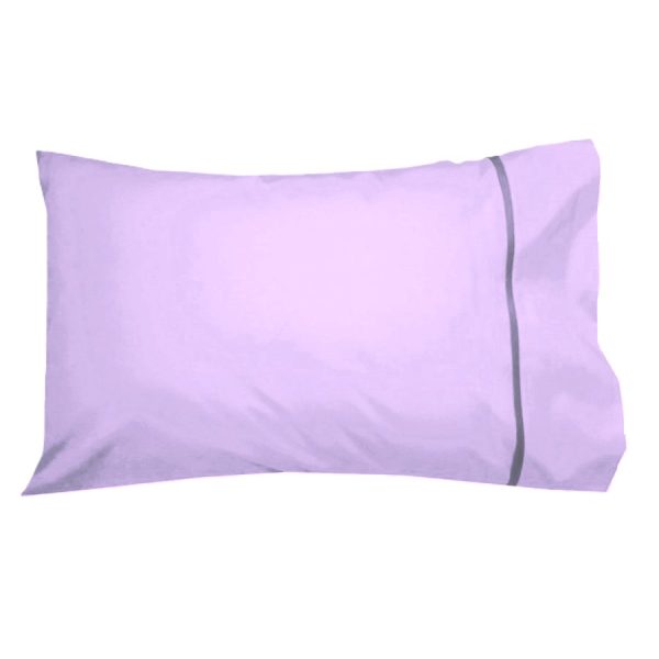 Set 2 x Fata de perna cu paspoal, 50 cm x 70 cm, Casa Bucuriei, lila/gri, Bumbac 100%, doua fete