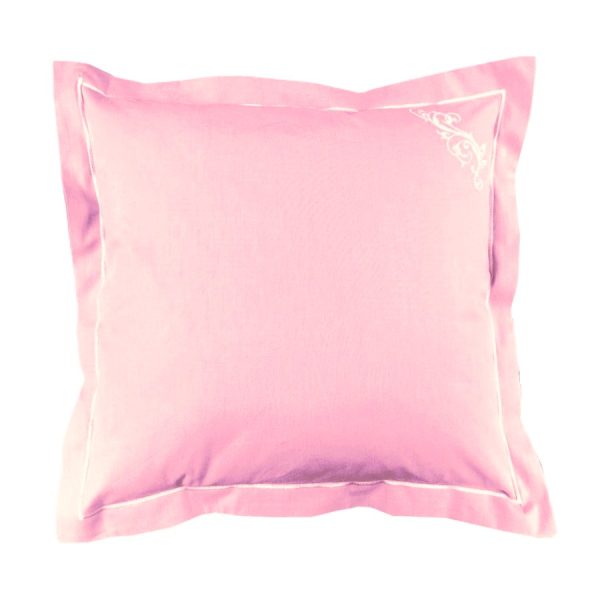 Set 2 x Fata de perna brodata, 45 cm x 45 cm, Casa Bucuriei, model Fantasy, roz prafuit, Bumbac 100%