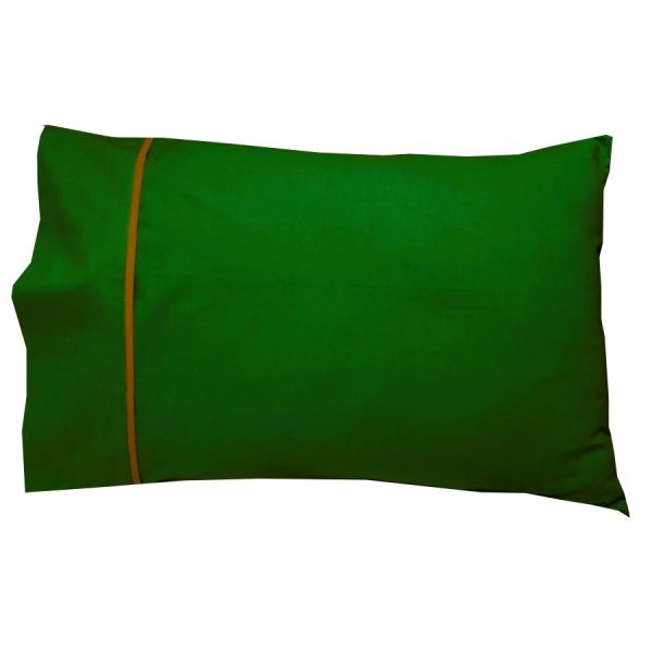 Set 2 x Fata de perna cu paspoal, 70 cm x 80 cm, Casa Bucuriei, verde smarald/bej, Bumbac 100%, doua fete