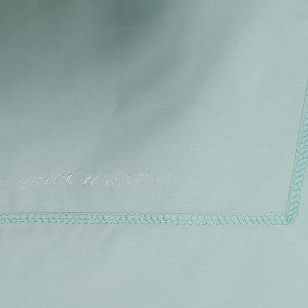 Cearsaf pat chenar brodat 240 x 260 cm, Casa Bucuriei, model Clasic Design, vernil, bumbac ranforce 100%