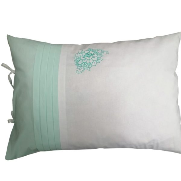 Set 2 Fete perna brodate 40 x 60 cm, Casa Bucuriei, model Clasic Design, alb/vernil, bumbac 100%, fata dubla