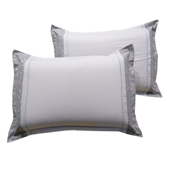 Set 2 x Fata de perna 60 cm x 60 cm, Casa Bucuriei, model Eva, gri deschis, Bumbac 100%