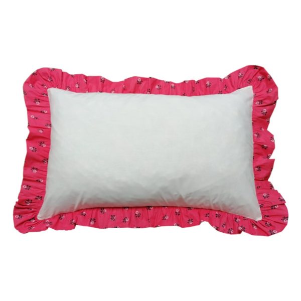 Husa perna decorativa Lolita, volane, rosu/crem, bumbac, 50/70