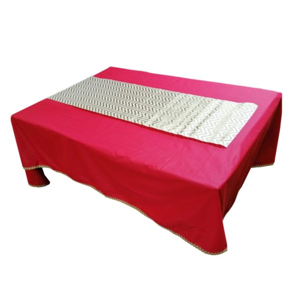 Traversa zig-zag, bej/auriu, imitatie iuta, 36 x 150