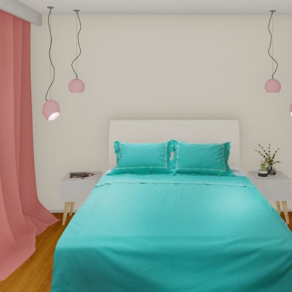 Lenjerie pat cu dantela Victoria, 3 piese, crem/turcoaz, bumbac 100%,1 husa pilota 200x220, 2 perne 50x70