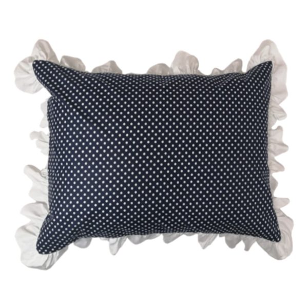 Set 2 Fete perna 45 x 45 cm, Casa Bucuriei, model Valentina, alb/bleumarin, bumbac ranforce 100%, doua fete