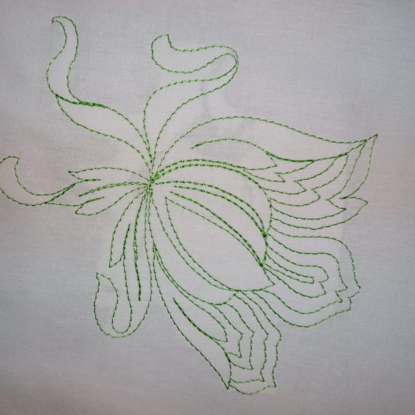 Fata de perna brodata 50 x 70 cm, Casa Bucuriei, model Poema, alb/verde, bumbac natural 100%