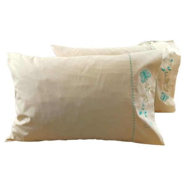 Set 2 x Fata de perna brodate, 50 cm x 90 cm, Casa Bucuriei, model Delight, bej, Bumbac 100%, doua fete