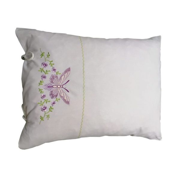 Set 2 Fete perna brodate 50 x 60 cm, Casa Bucuriei, model Fluturi, alb, bumbac ranforce 100%, doua fete