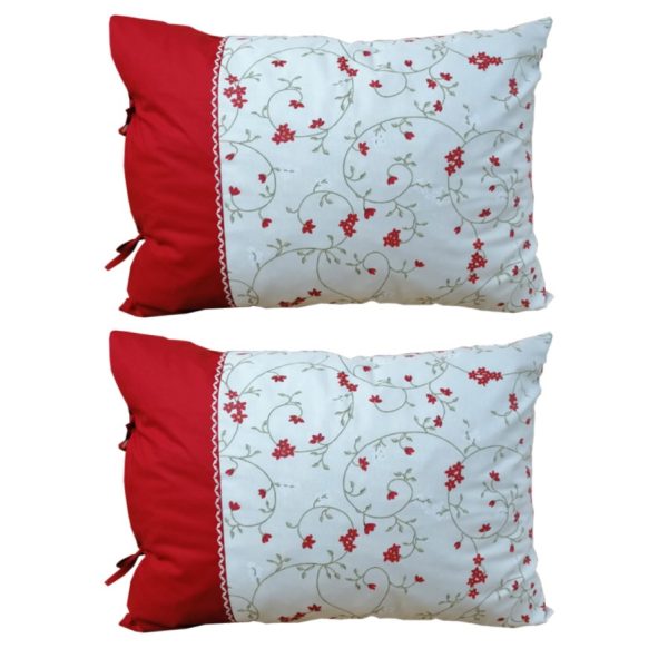 Set 2 huse de perna Ilinca, rosu/ivoar, bumbac ranforce 100%, 50 x 70