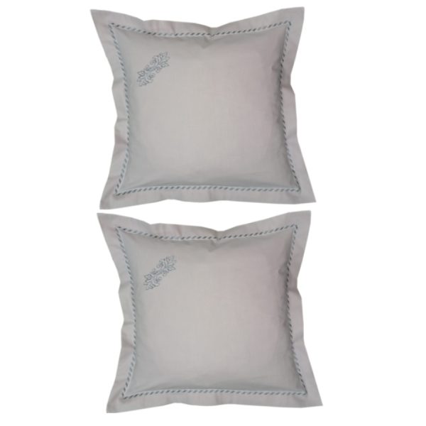 Set 2 fete de perna brodate 80 x 80 cm, Casa Bucuriei, model Baroc, gri, bumbac natural 100%