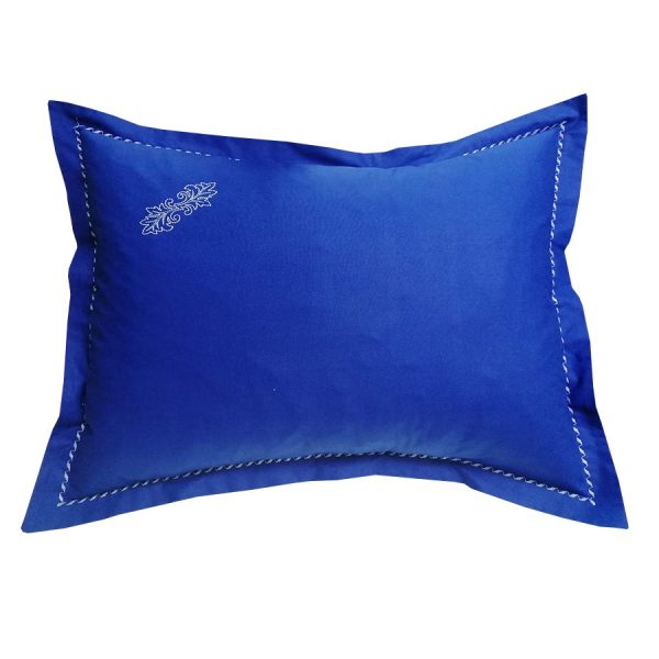 Fata perna 45 x 45 cm, Casa Bucuriei, model Elegance, albastru inchis, bumbac natural 100%, brodata