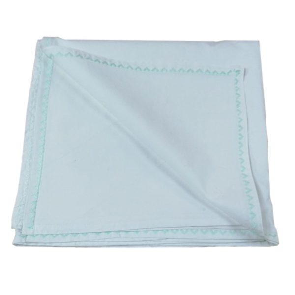 Cearsaf pat cusatura decorativa inimioare, alb/vernil, bumbac ranforce 100%, 260x280