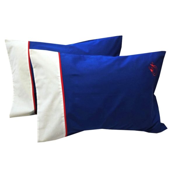 Set 2 x Fata de perna brodate, 50 cm x 80 cm, Casa Bucuriei, model Marin, albastru regal, Bumbac 100%, doua fete