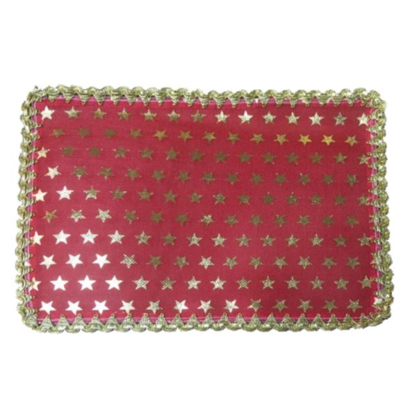 Suport farfurie, stelute, galon auriu, rosu/auriu, 30x35