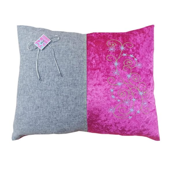 Perna decorativa, Casa Bucuriei, model Glamy, gri/roz, 42 cm x 48 cm