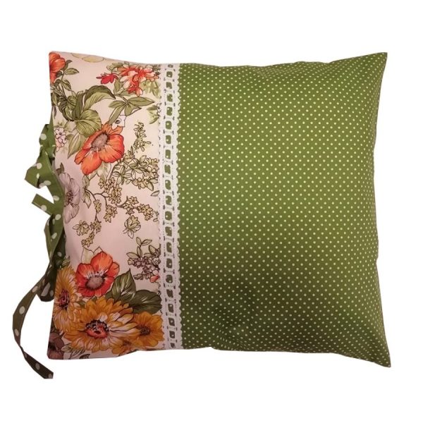 Set 2 Fete perna 40 x 50 cm, Casa Bucuriei, model Summer Romance, verde/cream, bumbac ranforce 100%, doua fete