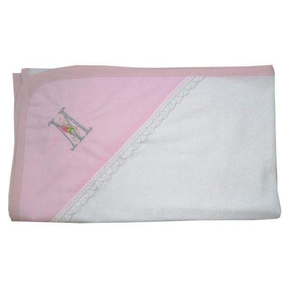 Paturica personalizata, Casa Bucuriei, alb, bumbac natural 100%, 75/75 cm, broderie