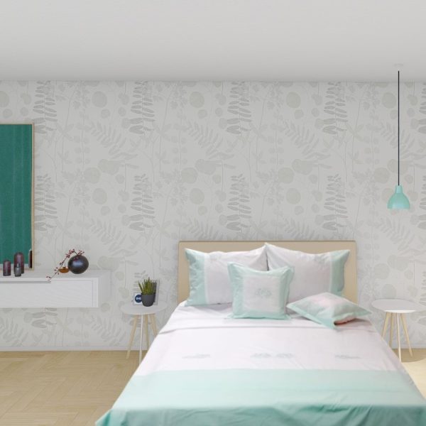 Set 2 Fete perna brodate 40 x 40 cm, Casa Bucuriei, model Clasic Design, alb/vernil, bumbac 100%