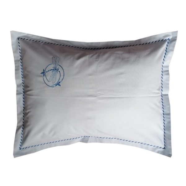 Set 2 Fete perna 40 x 40 cm, Casa Bucuriei, model Elegance, bleu pal, bumbac ranforce 100%, brodate