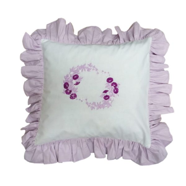 Set 2 Fete perna 40 x 40 cm, Casa Bucuriei, model Lena, alb/lila, bumbac ranforce 100%, broderie