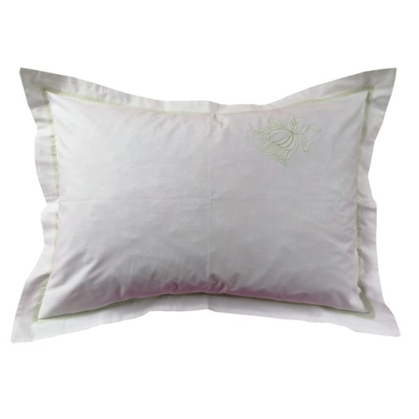 Set fete de perna decorativa Casa Bucuriei, 70 x 70 cm, 2 piese, alb/verde crud, bumbac ranforce 100%