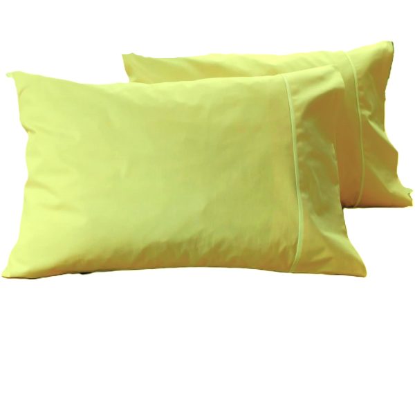 Set 2 x Fata de perna cu paspoal, 50 cm x 90 cm, Casa Bucuriei, galben, Bumbac 100%, doua fete